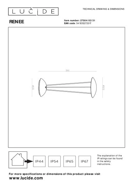 Lucide RENEE - Lampe de table Rechargeable Intérieur/Extérieur - Batterie/Piles - Ø 12,3 cm - LED Dim to warm - 1x2,2W 2700K/3000K - IP54 - Avec station de charge sans fil - Blanc - technique